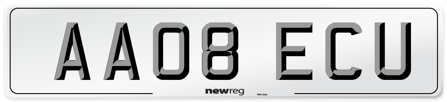 AA08 ECU Number Plate from New Reg